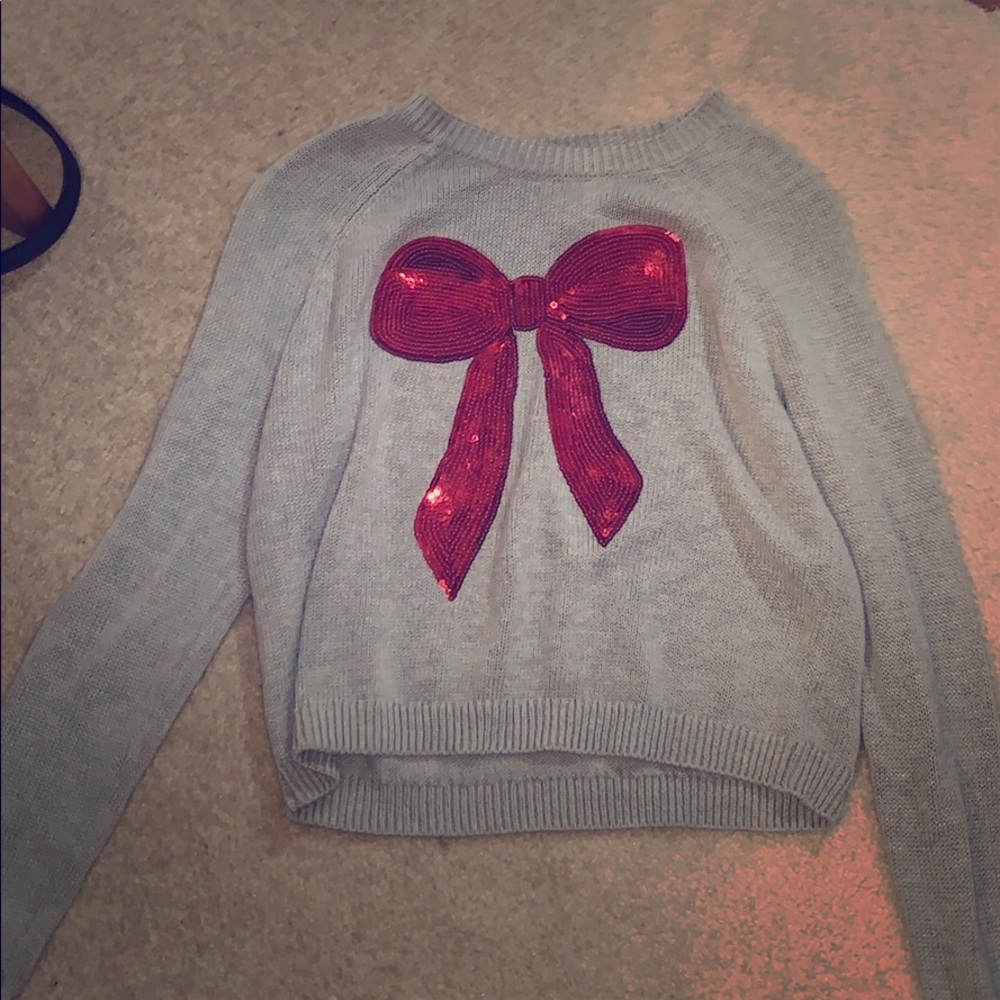 Red and gray sweater